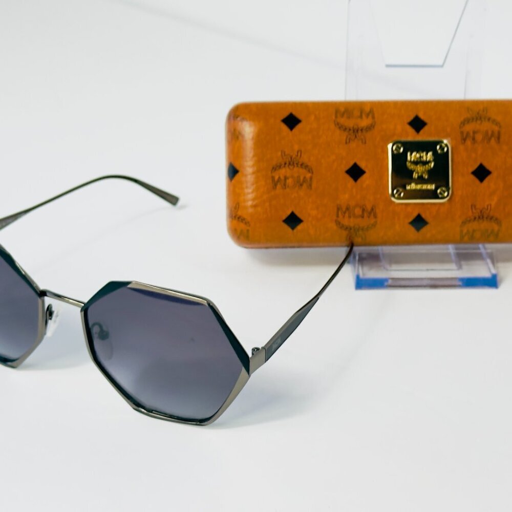 MCM Sunglasses Women‎ Oversized Octagon Black BOHO Chic Designer Italy OG Case